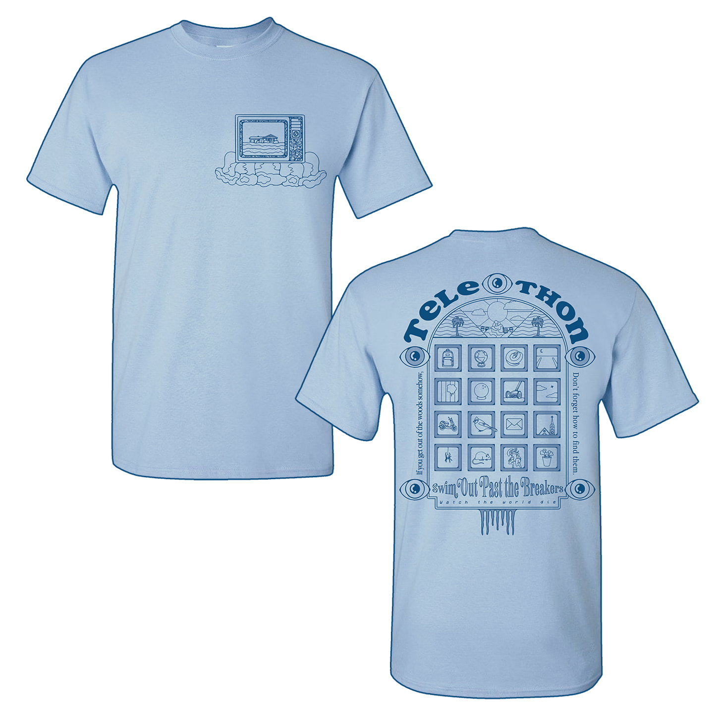 Telethon - "Swim Out Past The Breakers" - Light Blue Pocket T-Shirt